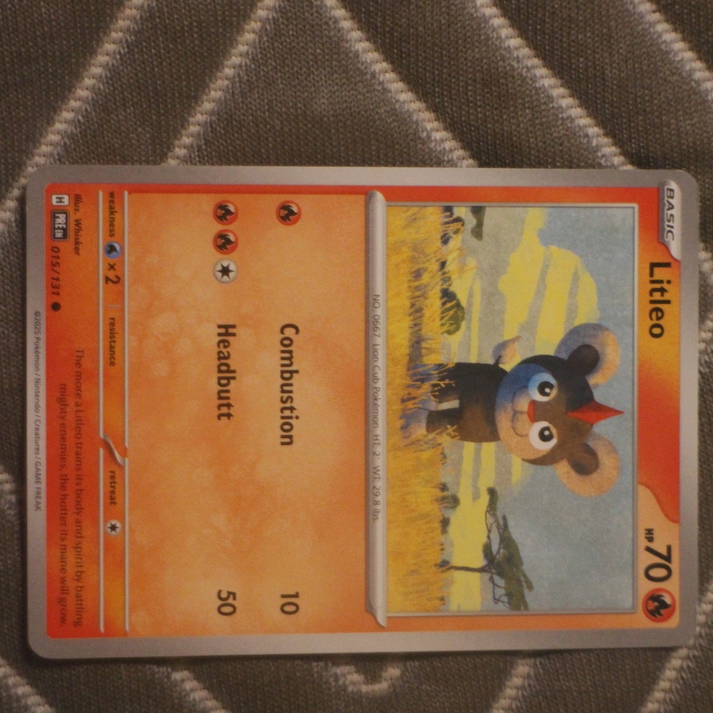 Pokemon Litleo Card - Orange and Blue
